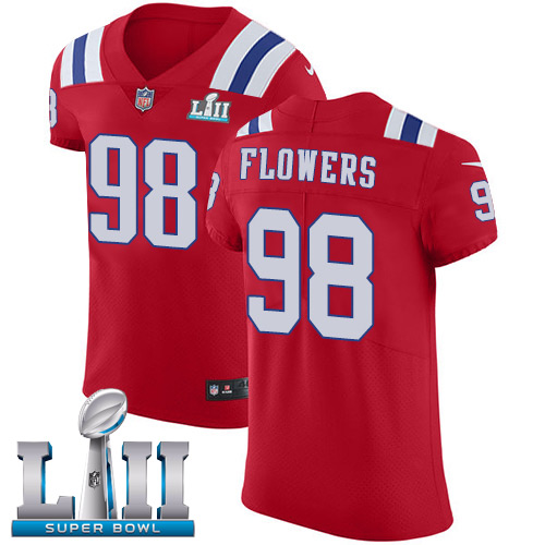 Nike Patriots #98 Trey Flowers Red Alternate Super Bowl LII Men's Stitched NFL Vapor Untouchable Elite Jersey